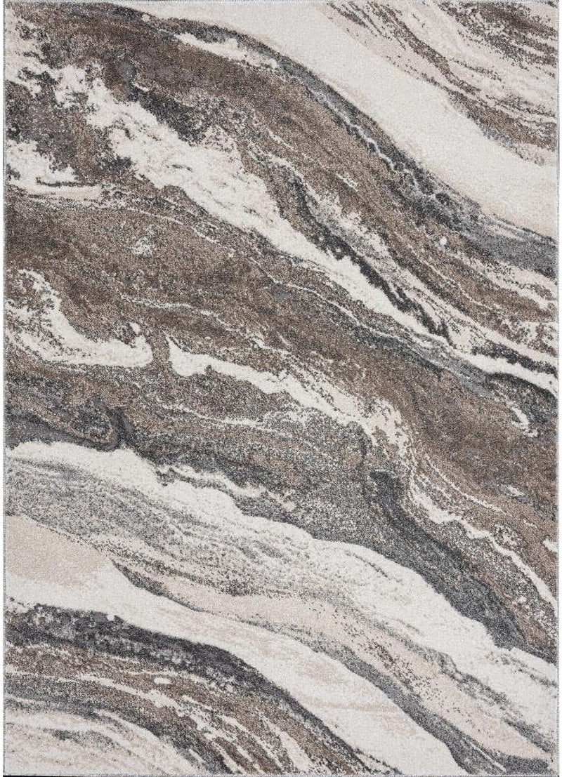 Abstract Art Deco Area Rug Grey 2X3 | Marble Swirl Pattern, Medium Pile, Living Room Carpet