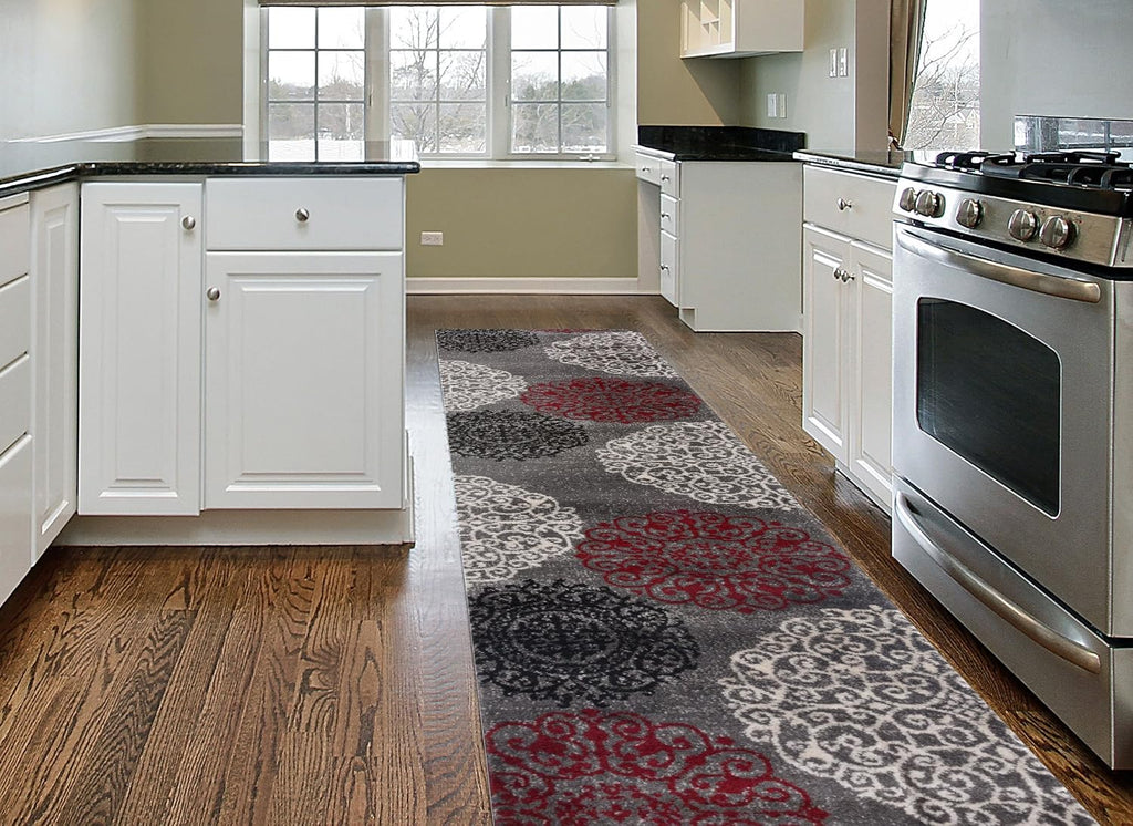 Contemporary Modern Floral Indoor Soft Runner Area Rug 2' X 7'2" Red