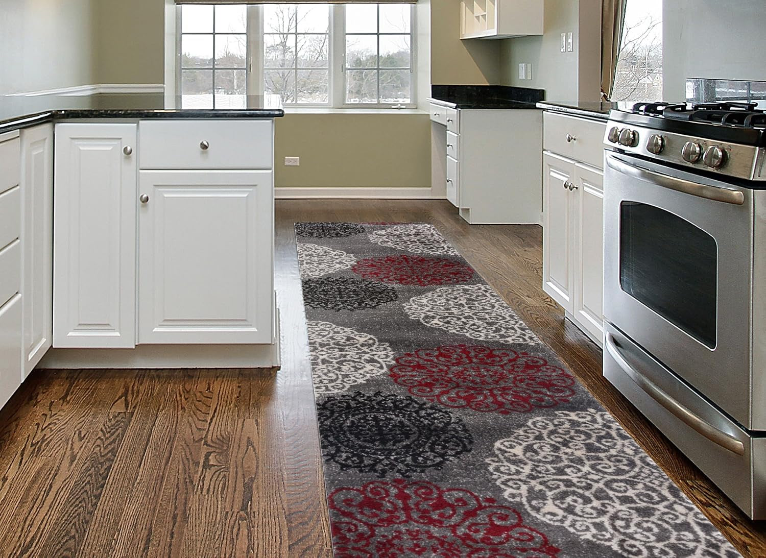 Contemporary Modern Floral Indoor Soft Runner Area Rug 2' X 7'2" Red