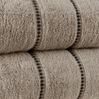 Hastings Home 2-Pc Luxury Cotton  Towel Set, Quick Dry, Zero-Twist Cotton - Taupe/Black