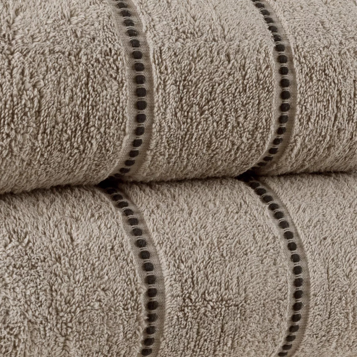 Hastings Home 2-Pc Luxury Cotton  Towel Set, Quick Dry, Zero-Twist Cotton - Taupe/Black
