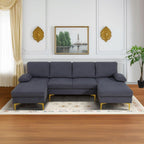 Modular Sectional Sofa, U-Shaped Couch with Pillow, Comfy Cozy Corner Sofas for Modern Living Room/Bedroom/Office/Apartment, Off-Grey Flannel