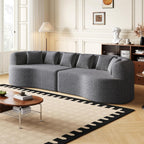 106.3" Curved Sectional Sofa, Oversized Cloud Couch with 6 Pillows, Deep Seat Sofa for Living Room, Guest, Bedroom, No Assembly Required, Gray