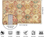 Moroccan Trellis Washable Small Area Rug, 3X5 Area Rug for Bedroom Living Room, Non-Slip Oriental Accent Throw Carpet for Kitchen Office Entryway Bathroom Office Elise, Red/Orange