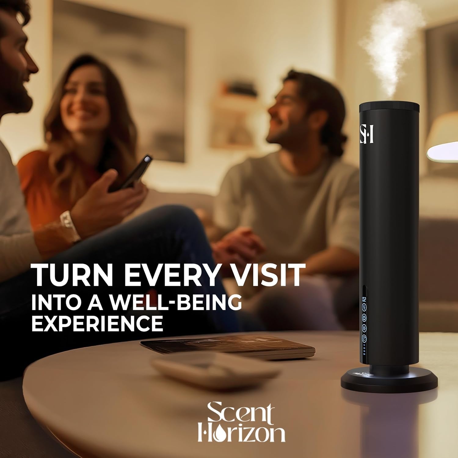 Rechargeable Waterless Diffuser, 1100 Sqft, Set 3 Diffuser Oil | All-Day Battery, No Outlets Needed – Coldair, Tower Silent, Auto Shut-Off, Night Light, Take It Anywhere, Set Hotel Oil