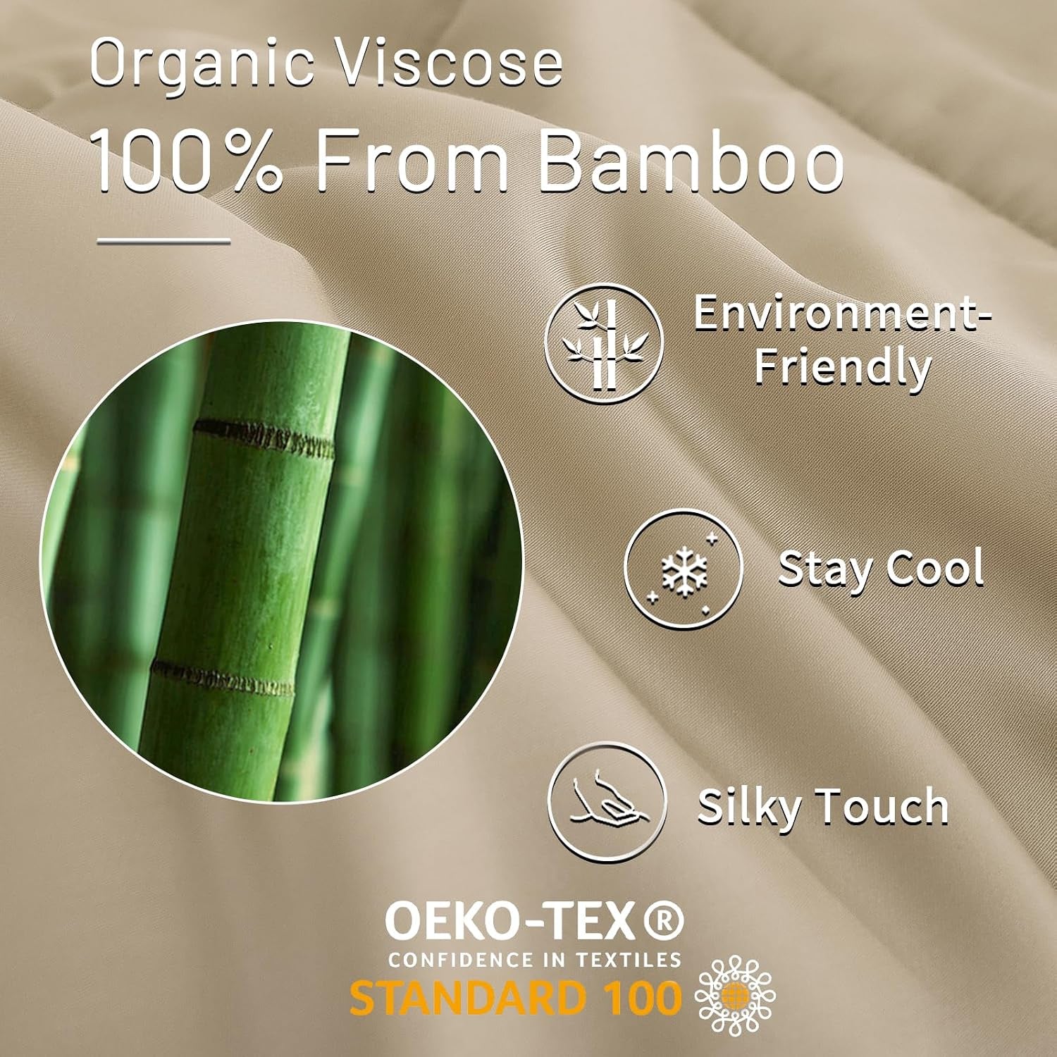 Viscose from Bamboo Comforter Twin Size, Cooling Lightweight Duvet Insert, Organic Natural Summer Bedding Blanket for Hot Sleepers,8 Corner Tabs 90" L X 65" W