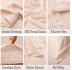 Bella Coterie | Luxury Bamboo Viscose Queen Size Duvet Cover Set | Organically Grown | Cooling | Ultra Soft | 8 Corner Ties | 2 Pillow Shams | 90" X 94" | No Insert [Champagne]