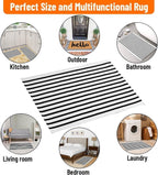 Small Black and White Layering Front Doormat Rug 2X4.3Ft Striped Outdoor Porch Rug Cotton Woven Carpet Layered under Mats Rugs for Front Door Farmhouse Patio Bath Welcome Decor.