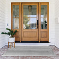 Small Black and White Layering Front Doormat Rug 2X4.3Ft Striped Outdoor Porch Rug Cotton Woven Carpet Layered under Mats Rugs for Front Door Farmhouse Patio Bath Welcome Decor.