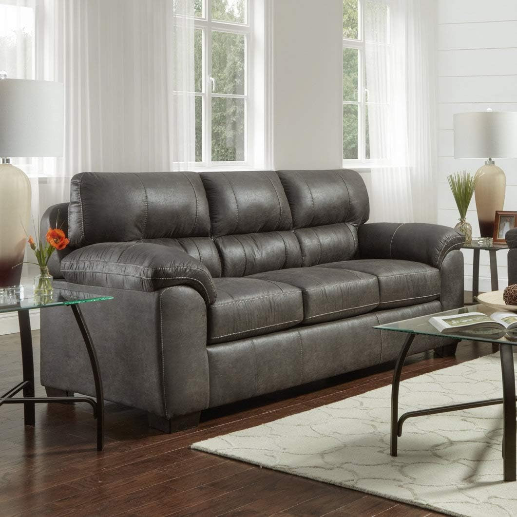 Tirana Contemporary Fabric Pillow-Top Arm Sofa, Sequoia Ash