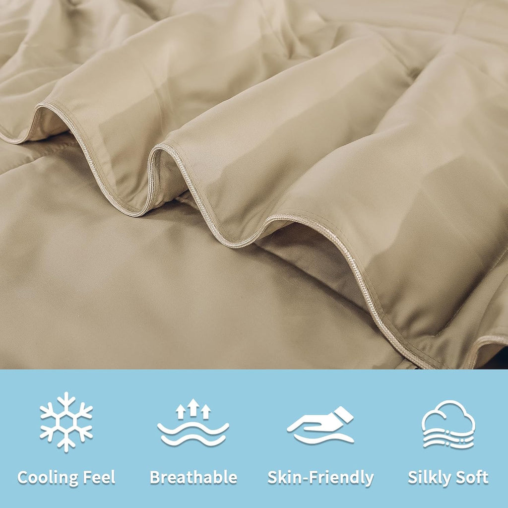 Viscose from Bamboo Comforter Twin Size, Cooling Lightweight Duvet Insert, Organic Natural Summer Bedding Blanket for Hot Sleepers,8 Corner Tabs 90" L X 65" W