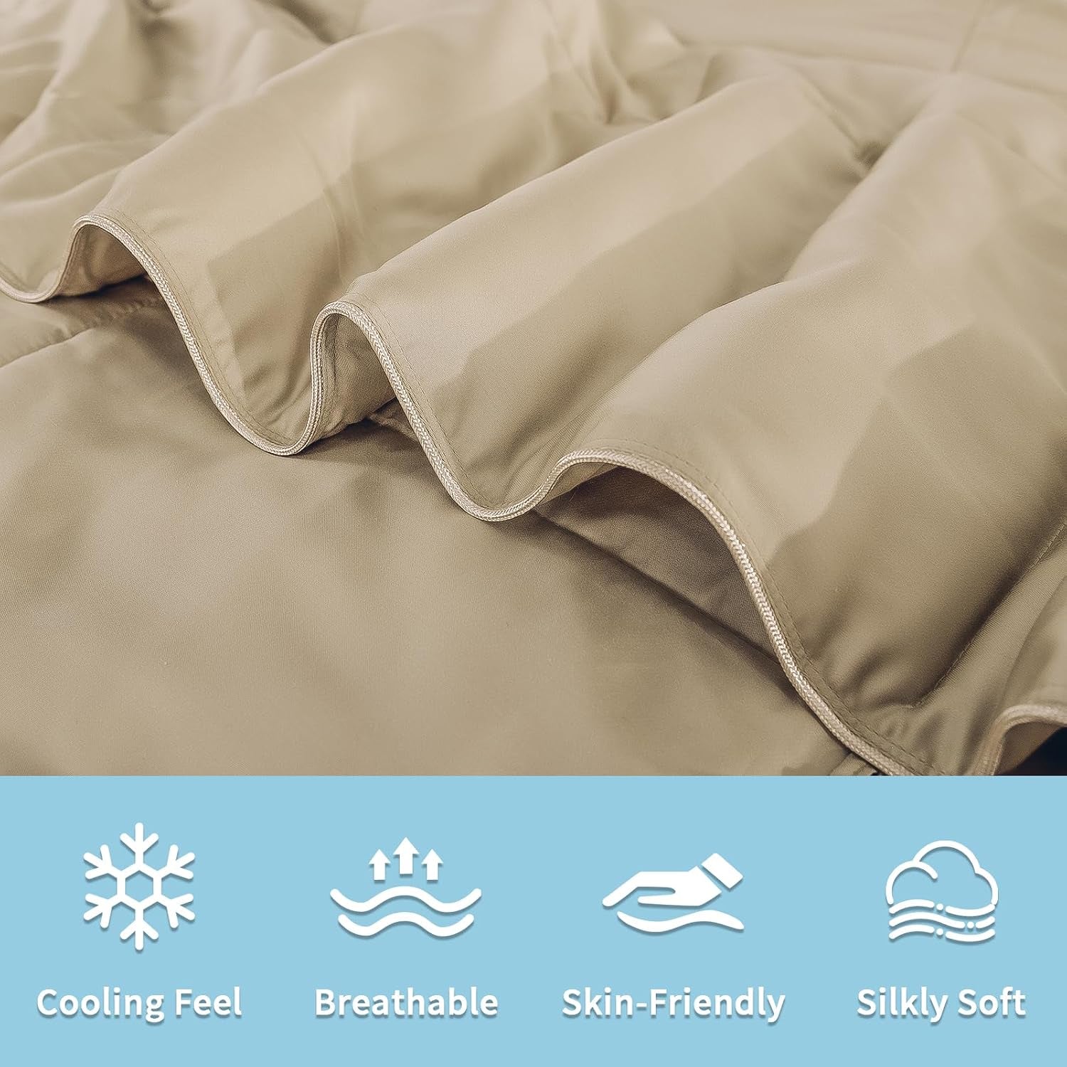 Viscose from Bamboo Comforter Twin Size, Cooling Lightweight Duvet Insert, Organic Natural Summer Bedding Blanket for Hot Sleepers,8 Corner Tabs 90" L X 65" W