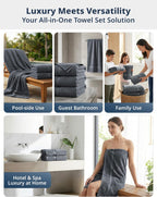 100% Cotton 4 Pack Bath Towels Set (28"X54") - Zero Twist, Large Cotton Towels for Bathroom - Quick Dry, Soft & Absorbent Bath Towel Set - Remains Soft after Multiple Washes - Cool Grey