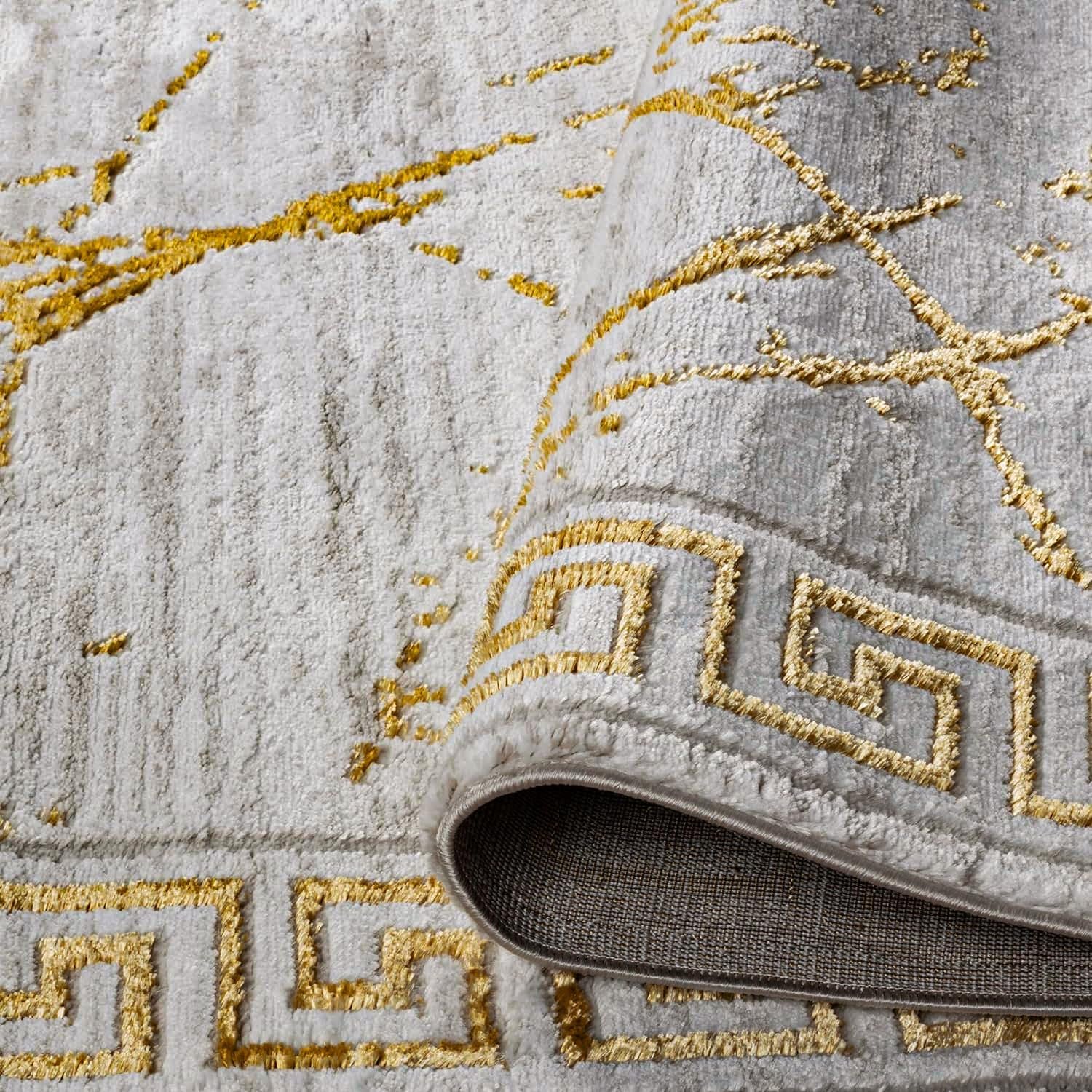 Area Rugs Marble 2X7 Cream Gold Carpet Modern Abstract Rug Living Room Dining Bedroom Rug