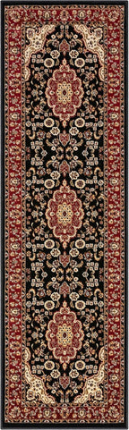 Barclay Collection Medallion Kashan Black 2X7 Runner Rug - for Hallways, Kitchens, and Entryways
