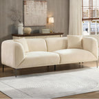 82" Modern Couch with Metal Legs, Upholstered Boucle Sofa, 3-Seater Luxury Deep Seat Sofas, Tall Minimalist Cloud Curved Sofa, Comfy Couches for Living Room Home Office Apartment, Cream