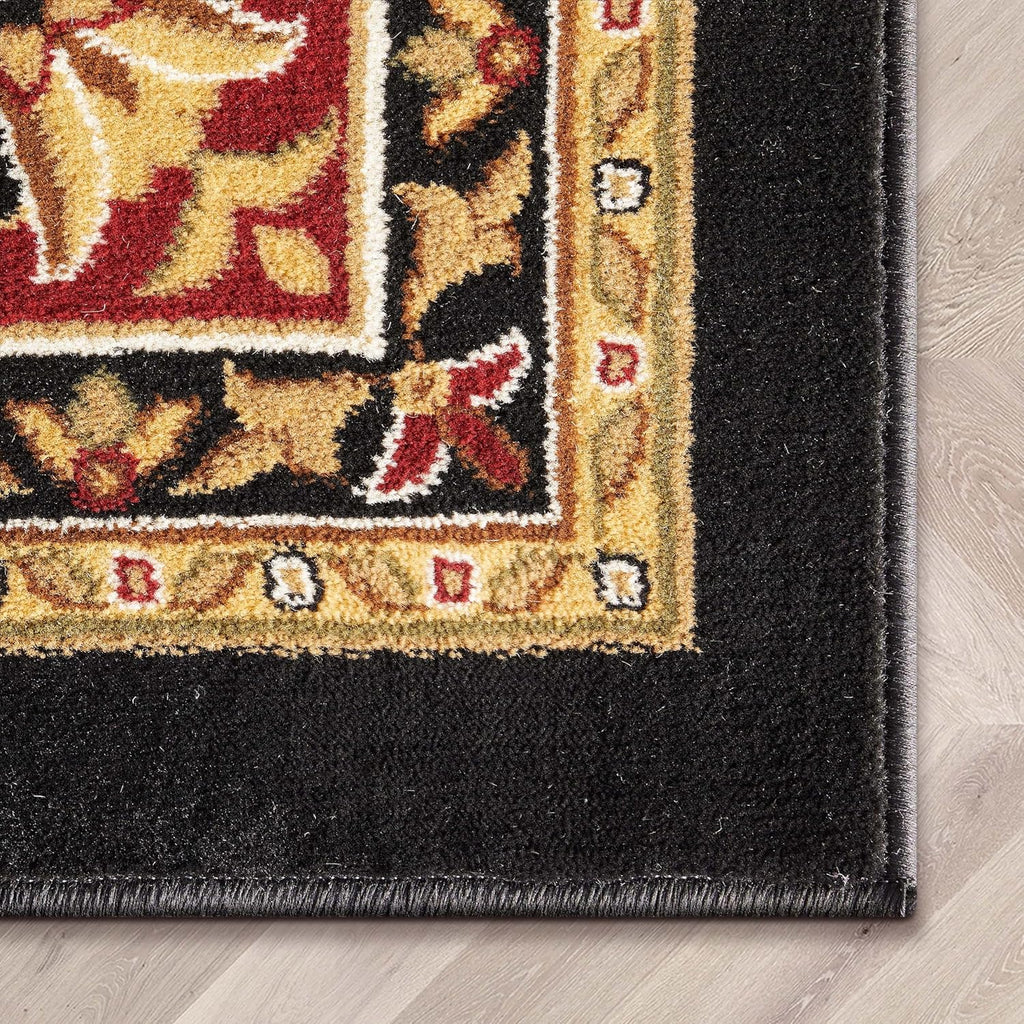 Barclay Collection Medallion Kashan Black 2X7 Runner Rug - for Hallways, Kitchens, and Entryways