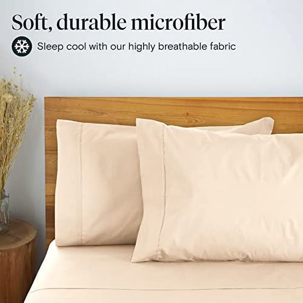 Full Cooling Sheets Microfiber Bed Sheet Set, Wrinkle Free Breathable, Deep Pocket 18", Cream, 6 Piece