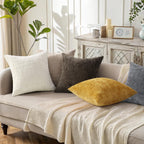 Textured Chenille Throw Pillow Covers 18X18 Set of 2 Cream White | Fall Modern Farmhouse Soft Cozy Slubby Couch Pillow Cases Boho Decorative Pillow Cases for Bed Sofa Living Room Home Decor