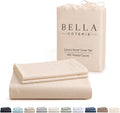 Bella Coterie | Luxury Bamboo Viscose Queen Size Duvet Cover Set | Organically Grown | Cooling | Ultra Soft | 8 Corner Ties | 2 Pillow Shams | 90" X 94" | No Insert [Champagne]