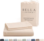 Bella Coterie | Luxury Bamboo Viscose Queen Size Duvet Cover Set | Organically Grown | Cooling | Ultra Soft | 8 Corner Ties | 2 Pillow Shams | 90" X 94" | No Insert [Champagne]