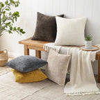 Textured Chenille Throw Pillow Covers 18X18 Set of 2 Cream White | Fall Modern Farmhouse Soft Cozy Slubby Couch Pillow Cases Boho Decorative Pillow Cases for Bed Sofa Living Room Home Decor