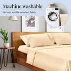 Full Cooling Sheets Microfiber Bed Sheet Set, Wrinkle Free Breathable, Deep Pocket 18", Cream, 6 Piece