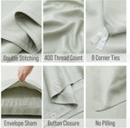 Bella Coterie | Luxury Bamboo Viscose California King Size Duvet Cover Set | Organically Grown | Cooling | Ultra Soft | 8 Corner Ties | 2 Pillow Shams | 94" X 106" | No Insert [Sea Glass]