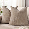 Textured Chenille Throw Pillow Covers 18X18 Set of 2 Oatmeal | Fall Modern Farmhouse Soft Cozy Slubby Couch Pillow Cases Boho Decorative Pillow Cases for Bed Sofa Living Room Home Decor