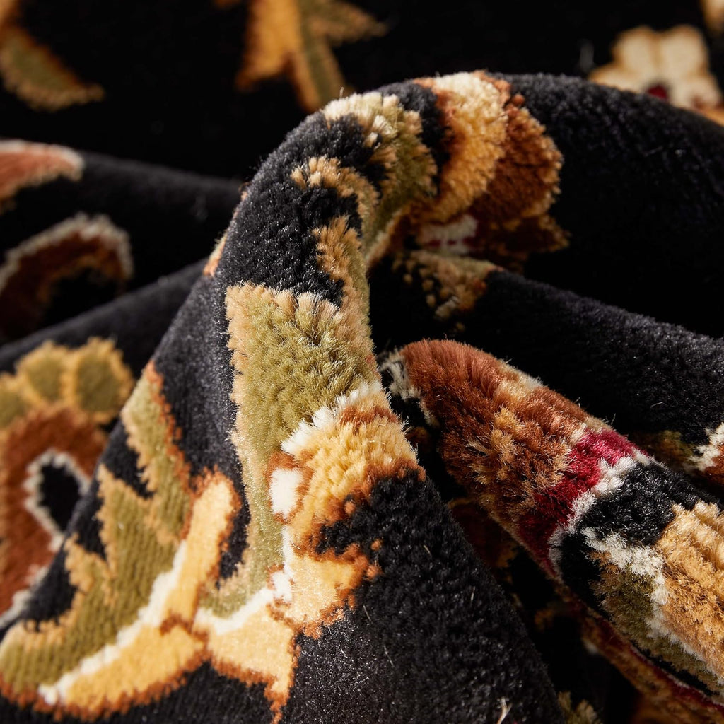 Barclay Collection Medallion Kashan Black 2X7 Runner Rug - for Hallways, Kitchens, and Entryways