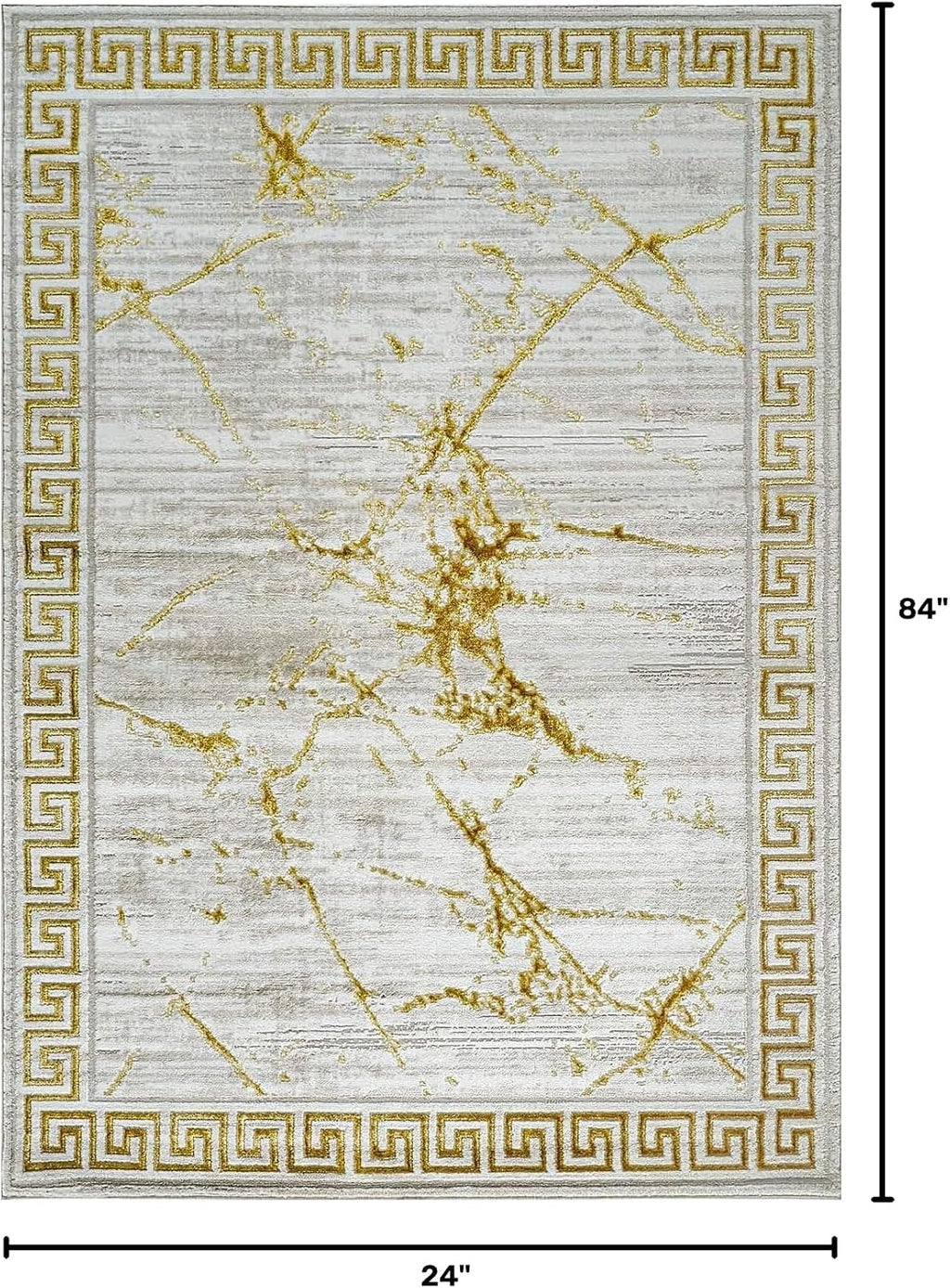 Area Rugs Marble 2X7 Cream Gold Carpet Modern Abstract Rug Living Room Dining Bedroom Rug