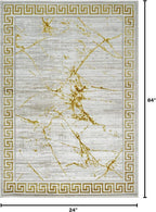 Area Rugs Marble 2X7 Cream Gold Carpet Modern Abstract Rug Living Room Dining Bedroom Rug