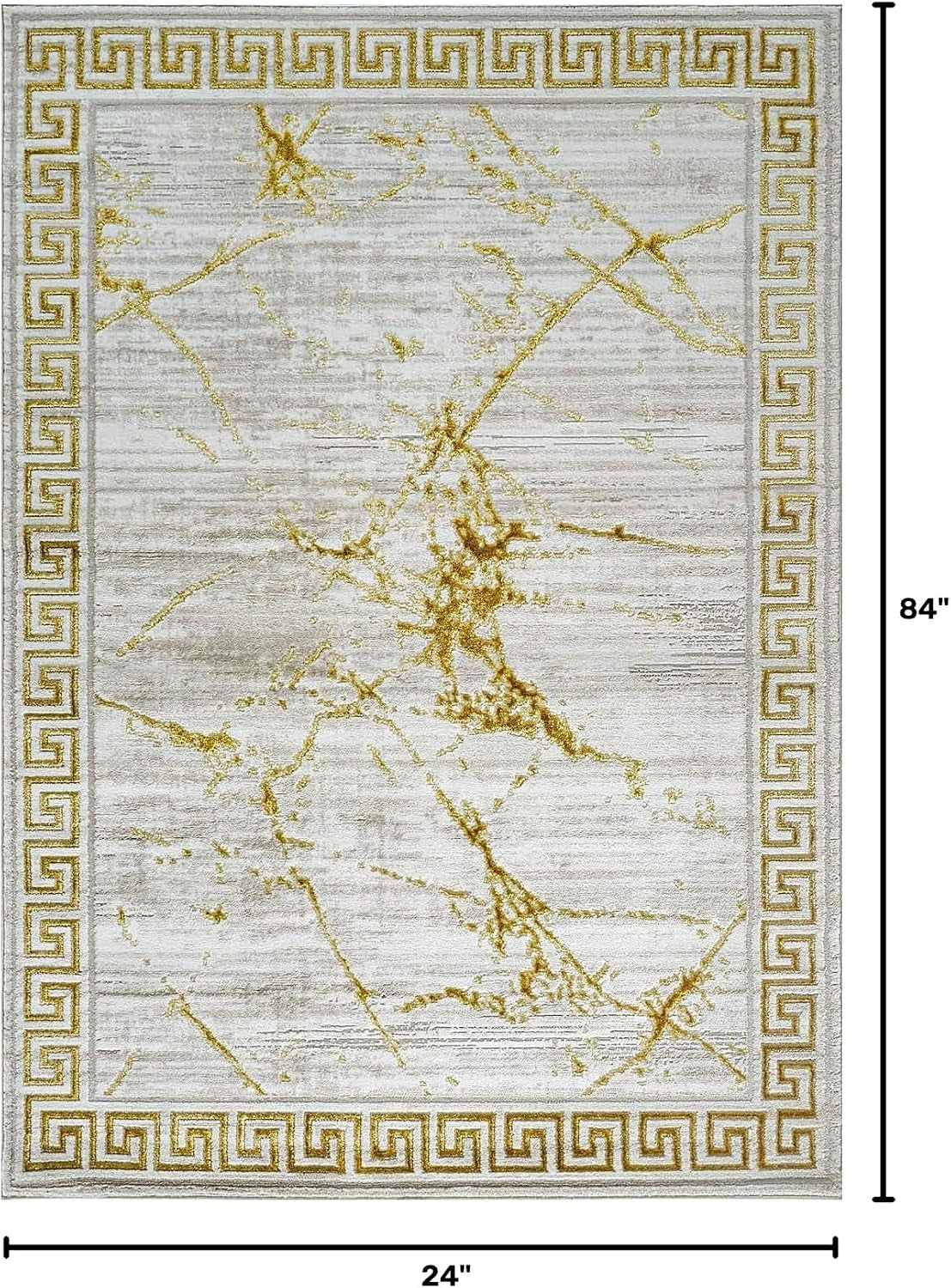 Area Rugs Marble 2X7 Cream Gold Carpet Modern Abstract Rug Living Room Dining Bedroom Rug