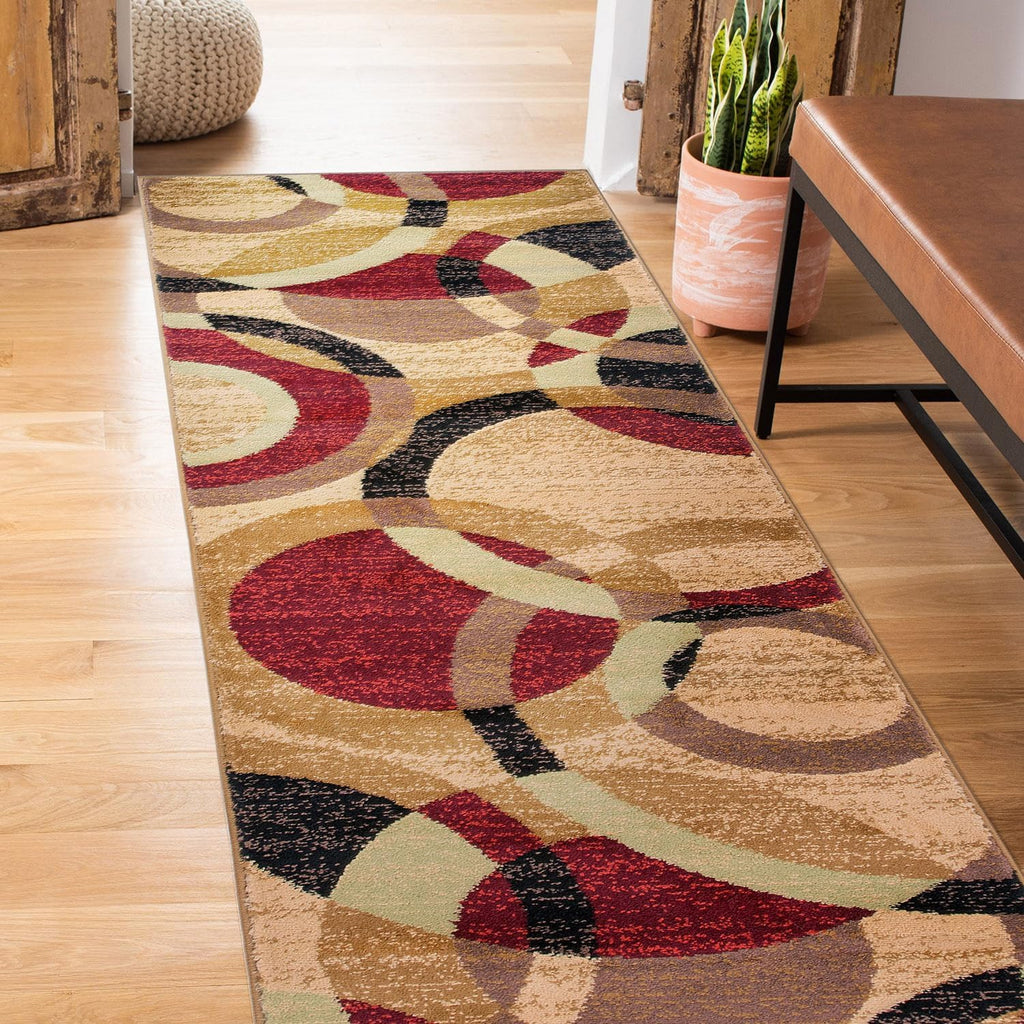 Abstract Circles Contemporary Runner Rug Multi 2' X 7'2"