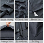 Bella Coterie | Luxury Bamboo Viscose Cal King Size Duvet Cover Set | Organically Grown | Cooling | Ultra Soft | 8 Corner Ties | 2 Pillow Shams | 94" X 106" | No Insert [Charcoal Grey]