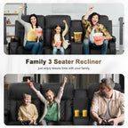 3 Seat Recliner Sofa, Large Reclining Sofa with Storage Console, Manual Reclining Chair with USB Ports, 2 Cell Phone Holder, 3 Seater Loveseat Recliner Couch for Living Room