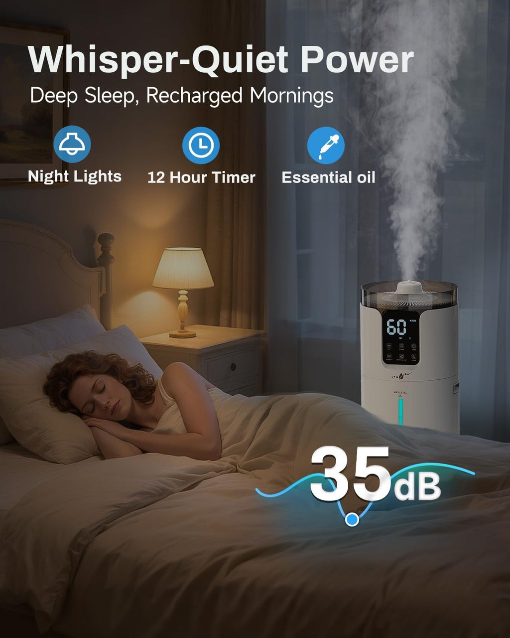 16L Smart Humidifier Large Room, Whole House Humidifier for Home 1500 Sq.Ft with App/Voice/Remote Control, Ultrasonic Cool Mist Humidifiers for Bedroom, Plants, Office with Tube, White