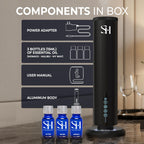 Rechargeable Waterless Diffuser, 1100 Sqft, Set 3 Diffuser Oil | All-Day Battery, No Outlets Needed – Coldair, Tower Silent, Auto Shut-Off, Night Light, Take It Anywhere, Set Hotel Oil