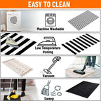 Small Black and White Layering Front Doormat Rug 2X4.3Ft Striped Outdoor Porch Rug Cotton Woven Carpet Layered under Mats Rugs for Front Door Farmhouse Patio Bath Welcome Decor.