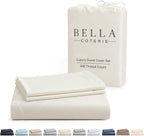 Bella Coterie | Luxury Bamboo Viscose King Size Duvet Cover Set | Organically Grown | Cooling | Ultra Soft | 8 Corner Ties | 2 Pillow Shams | 106" X 94" | No Insert [Ivory]