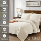 Bella Coterie | Luxury Bamboo Viscose King Size Duvet Cover Set | Organically Grown | Cooling | Ultra Soft | 8 Corner Ties | 2 Pillow Shams | 106" X 94" | No Insert [Ivory]