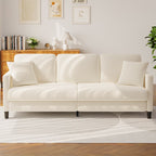 83" Comfortable Upholstered Sofa, 3 Seater Couch for Living Room,  Big Loveseat with Extra Deep Seats , 2 Pillows, Beige White