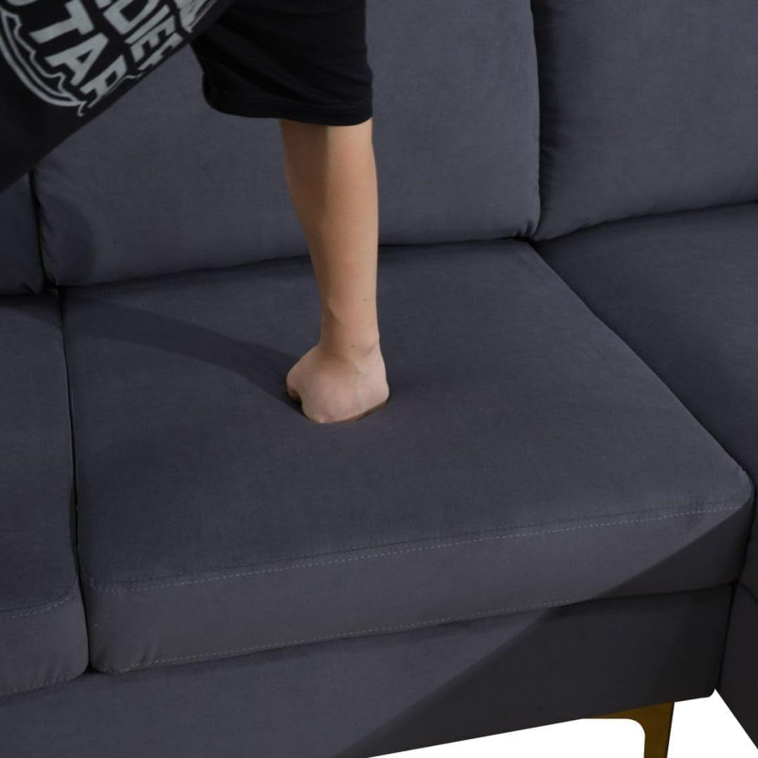 Modular Sectional Sofa, U-Shaped Couch with Pillow, Comfy Cozy Corner Sofas for Modern Living Room/Bedroom/Office/Apartment, Off-Grey Flannel