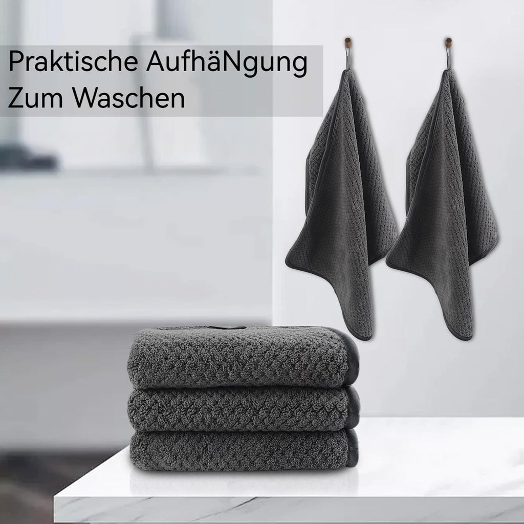 Hand Towels for Bathroom, Microfiber Face Towels, 11X20 Inch, 6 Pack | B-Grey, Soft Absorbent Wash Cloths for Spa, Hair, and Face. Quick Dry Decorative Towels Set of 6. Machine Washable