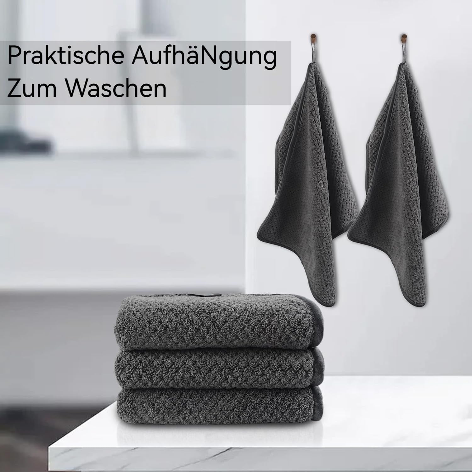 Hand Towels for Bathroom, Microfiber Face Towels, 11X20 Inch, 6 Pack | B-Grey, Soft Absorbent Wash Cloths for Spa, Hair, and Face. Quick Dry Decorative Towels Set of 6. Machine Washable