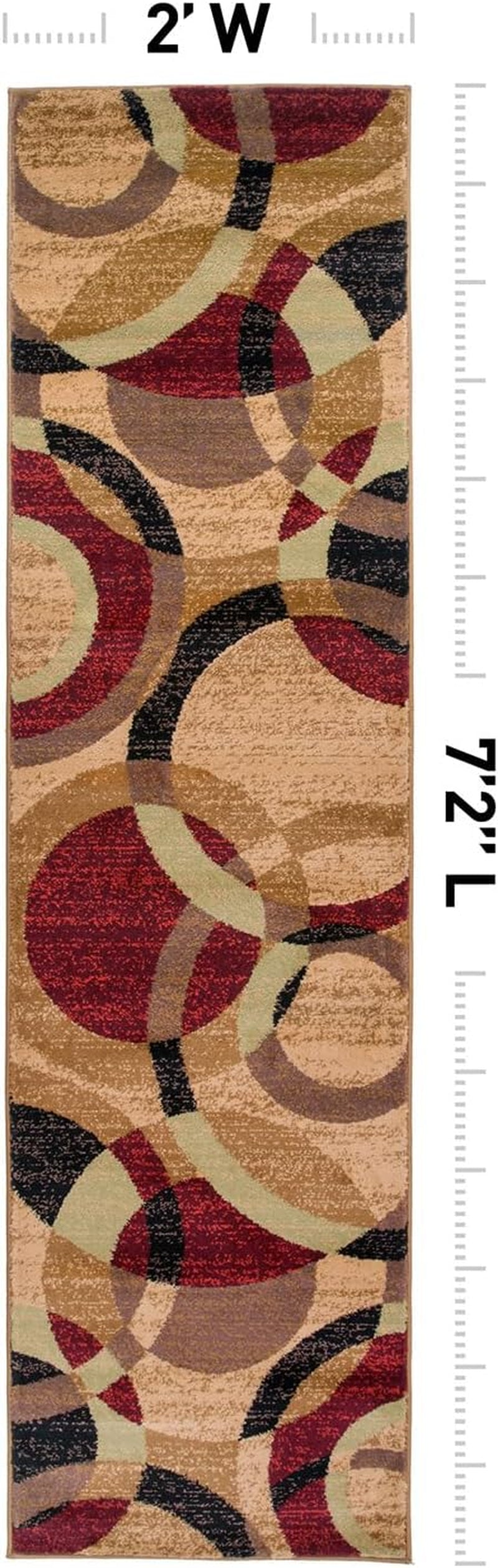 Abstract Circles Contemporary Runner Rug Multi 2' X 7'2"