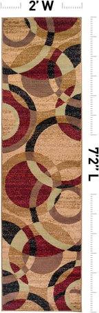 Abstract Circles Contemporary Runner Rug Multi 2' X 7'2"