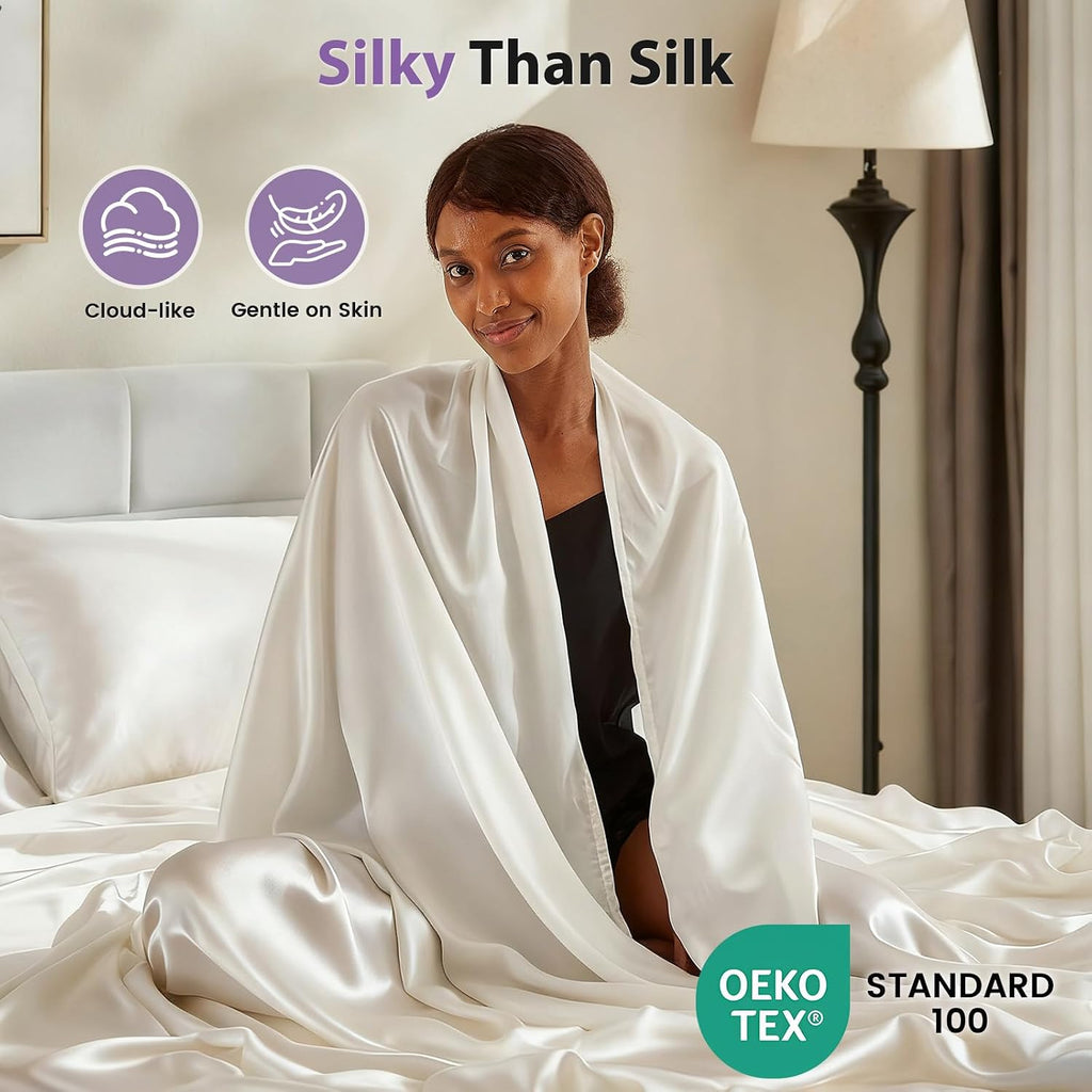 Silver Infused Pillowcases – Cooling Pillow Cases with Silk, Softness Breathable Temperature-Regulating Pillow Cover, Odor Control Freshness Sleep for Hot Sleepers - King 20"X36”, 2 Pack, White