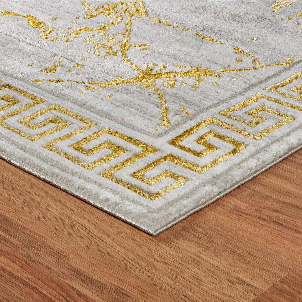 Area Rugs Marble 2X7 Cream Gold Carpet Modern Abstract Rug Living Room Dining Bedroom Rug