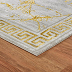 Area Rugs Marble 2X7 Cream Gold Carpet Modern Abstract Rug Living Room Dining Bedroom Rug
